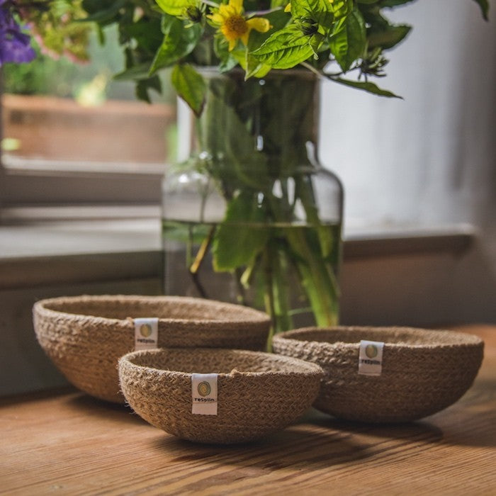 reSpiin Jute Mini Bowls (Set of 3)