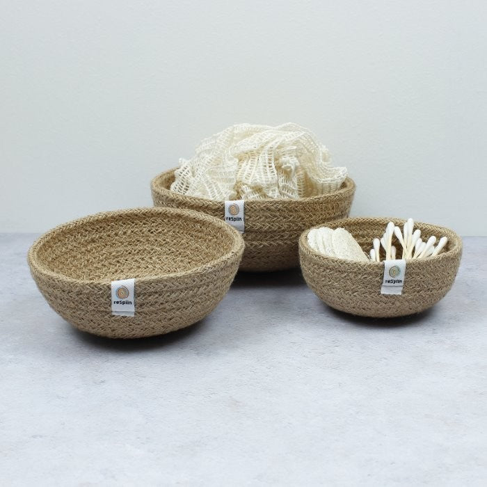 reSpiin Jute Mini Bowls (Set of 3)