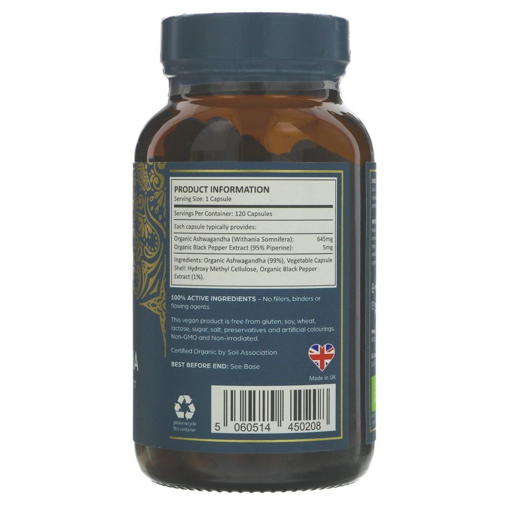 Ayurvediq Organic Ashwagandha 645mg (120 caps)