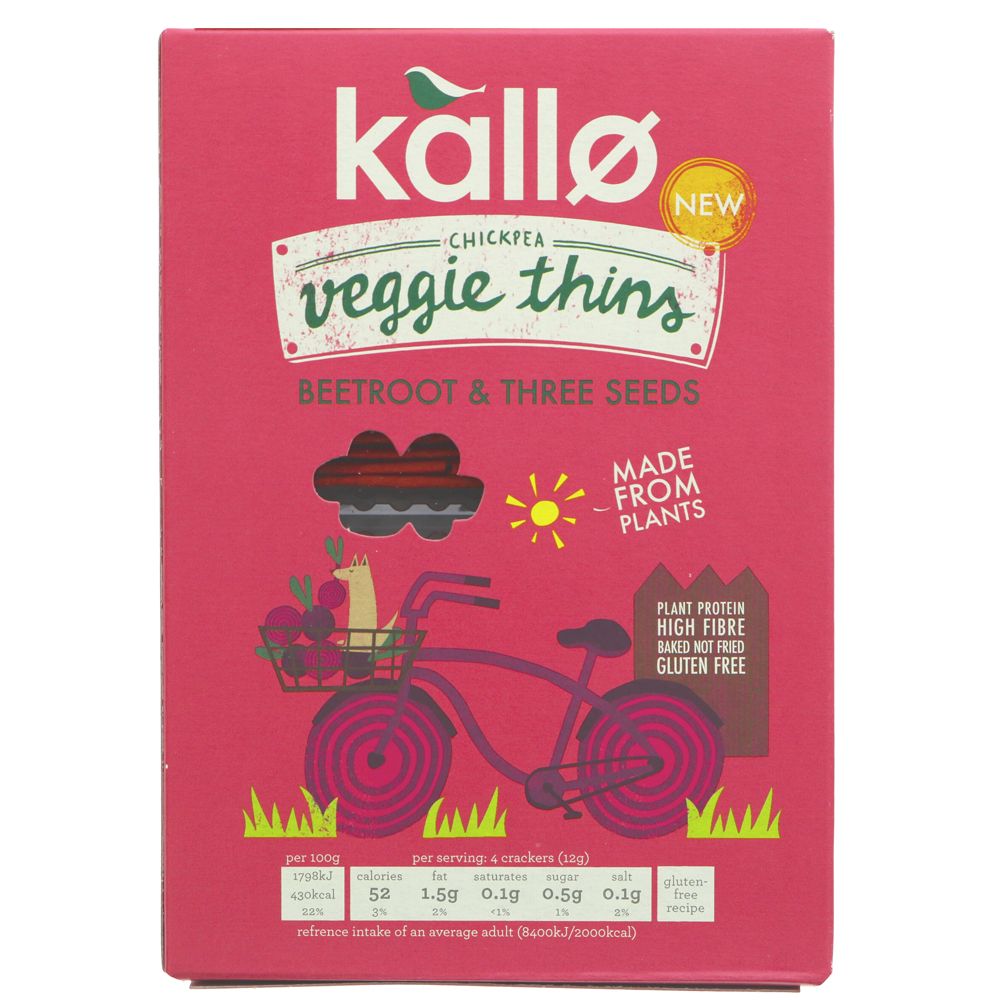 Kallo Chickpea Veggie Thins - Beetroot & Three Seeds 100g