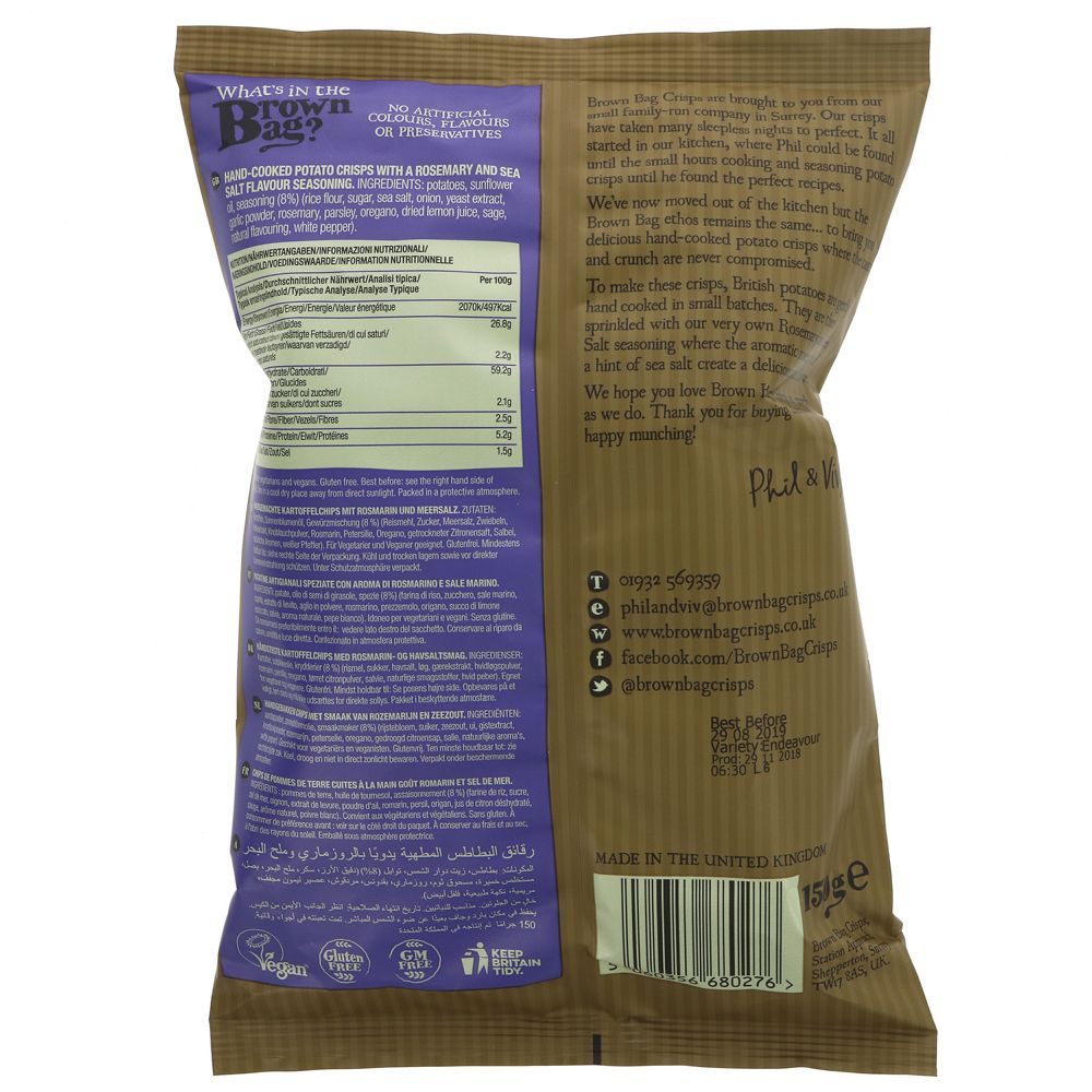 Brown Bag Rosemary & Sea Salt Crisps 150g