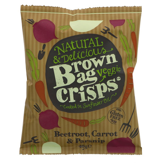 Brown Bag Veggie Crisps (Beetroot, Carrot & Parsnip)