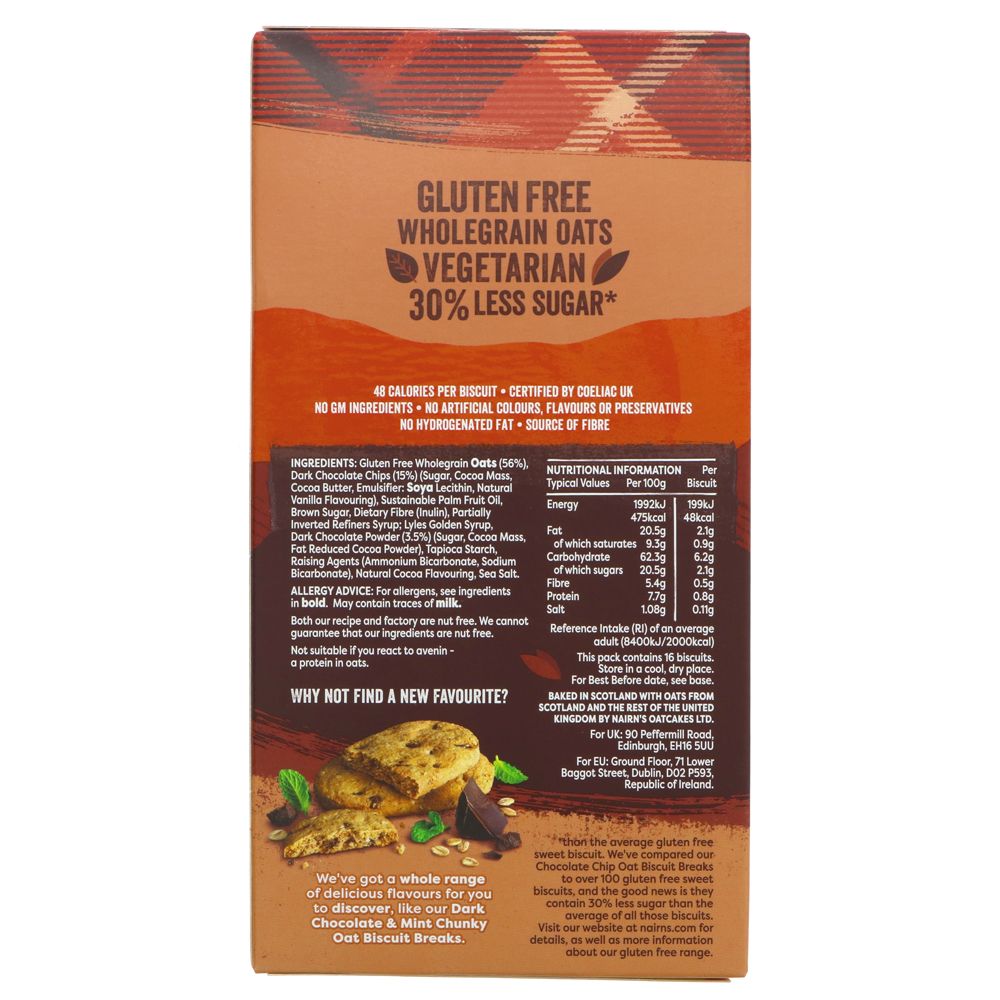 Nairn's Gluten Free Chocolate Chip Oat Biscuit Breaks