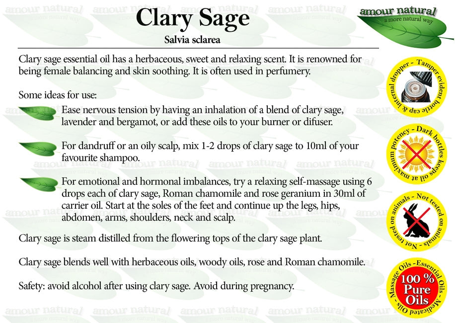 Amour Natural Clary Sage Essential Oil 10ml