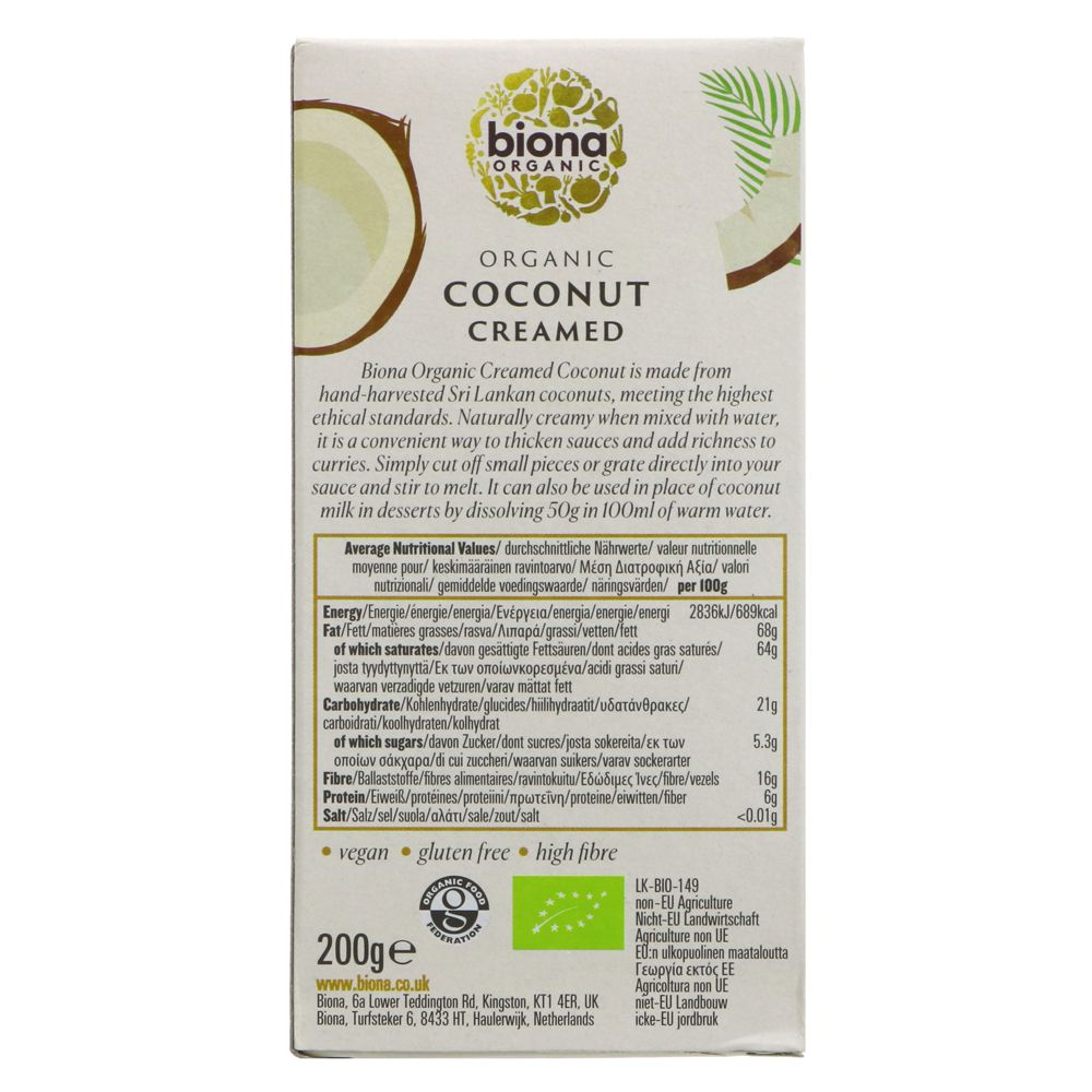 biona Organic Coconut Creamed 200g