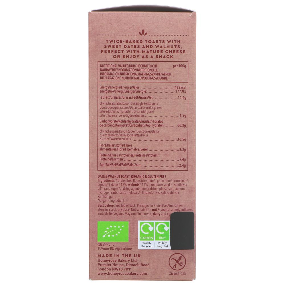 Honeyrose Organic Date & Walnut Toast