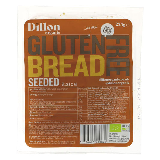 Dillon Organic Sliced Gluten Free Seeded Bread