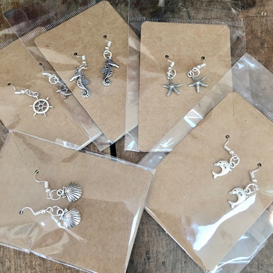 Maria Silmon - The Conscious Jeweller - Seaside Earrings on card (Silver Plated)