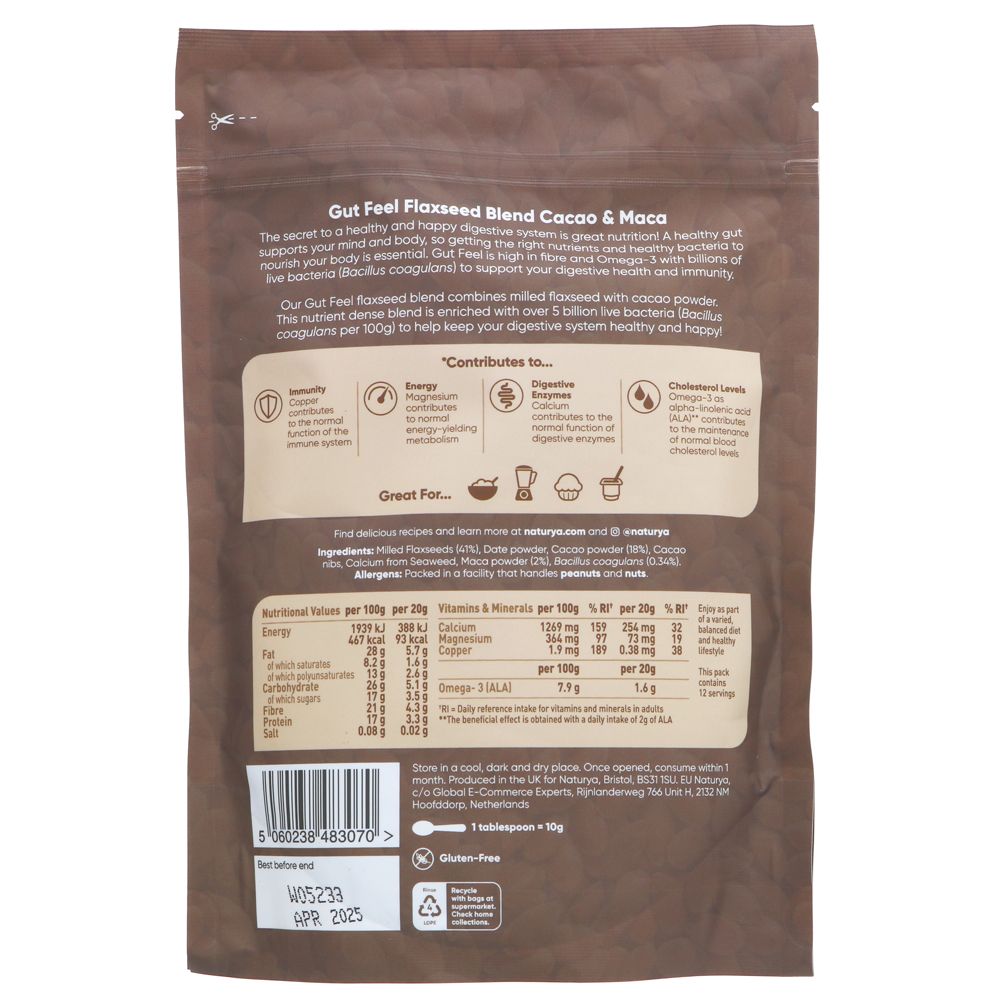 Naturya Gut Feel flaxseed blend Cacao & Maca Powder 240g