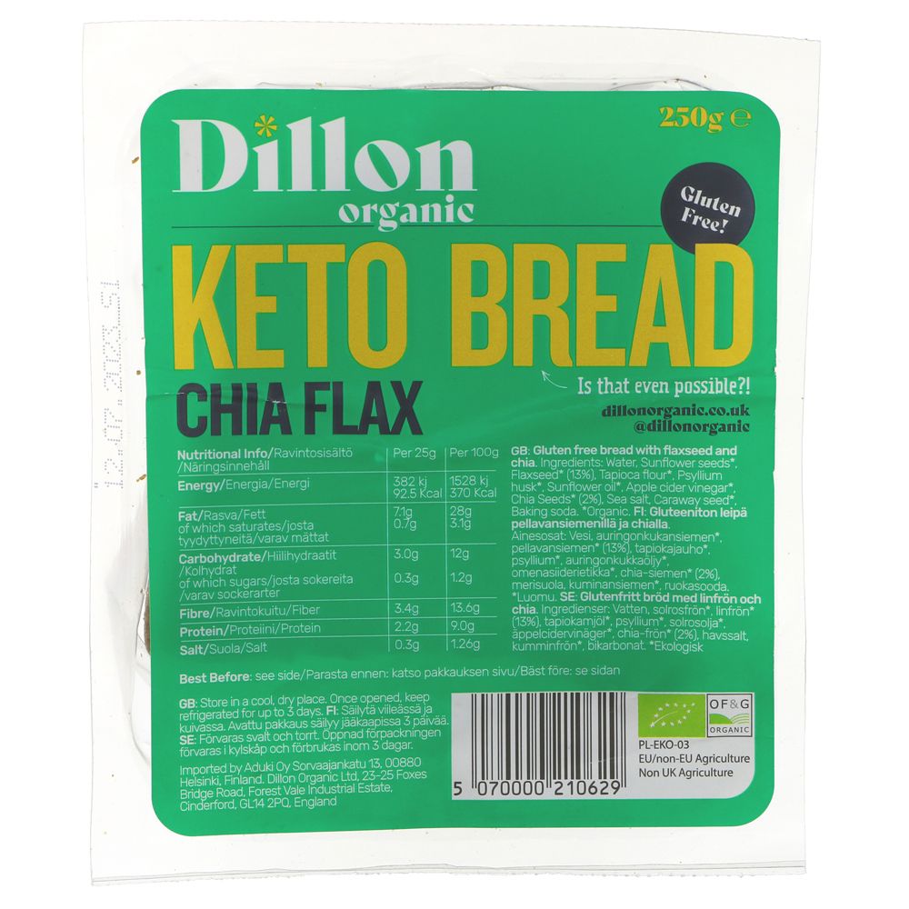 Dillon Organic Keto Bread Chia Flax 250g
