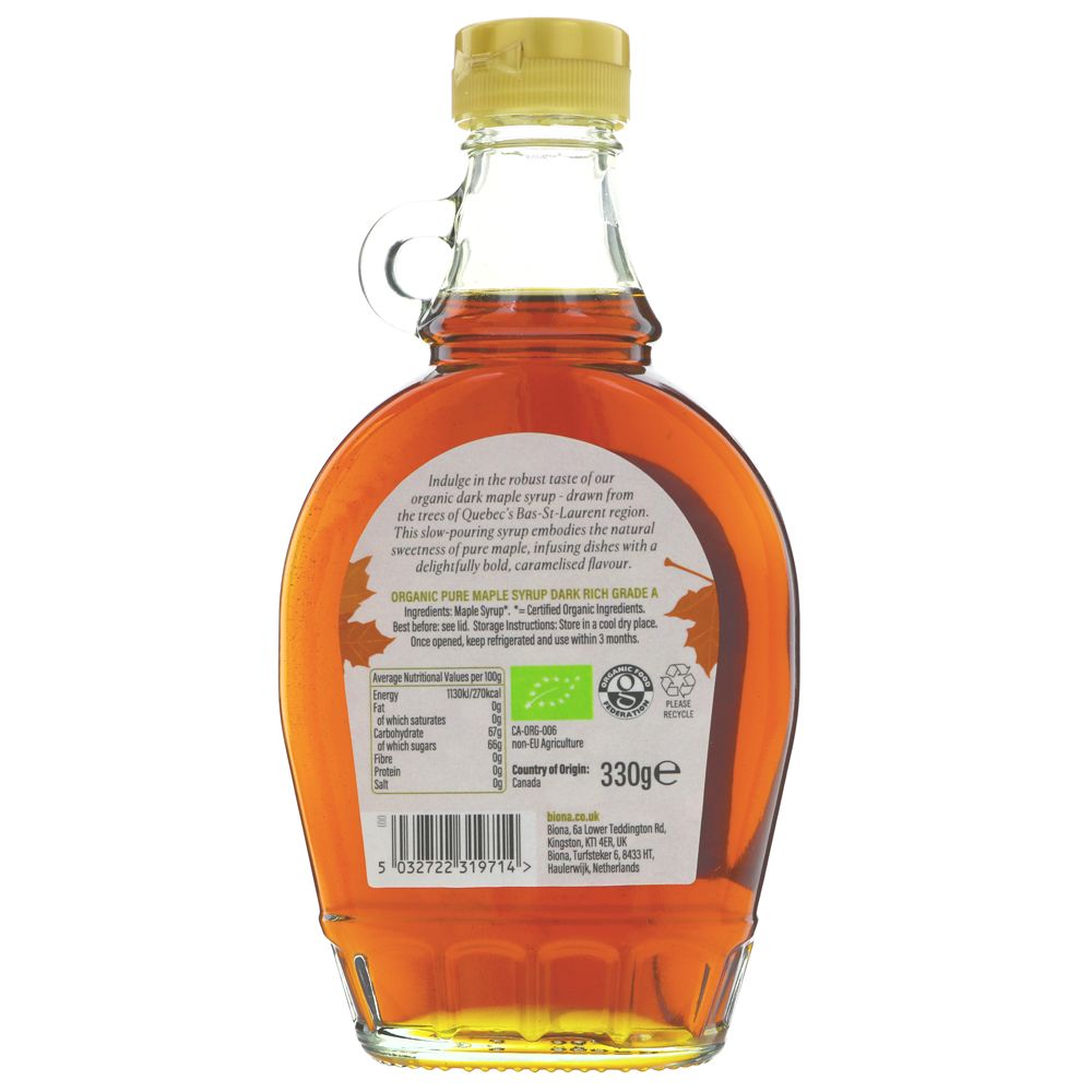 Biona Pure Dark Maple Syrup (Grade A) 330g