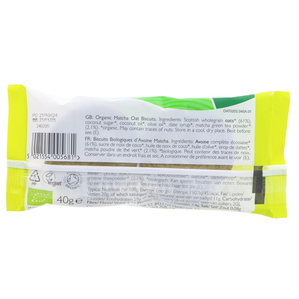 Clearspring Organic Matcha Oat Biscuits 40g