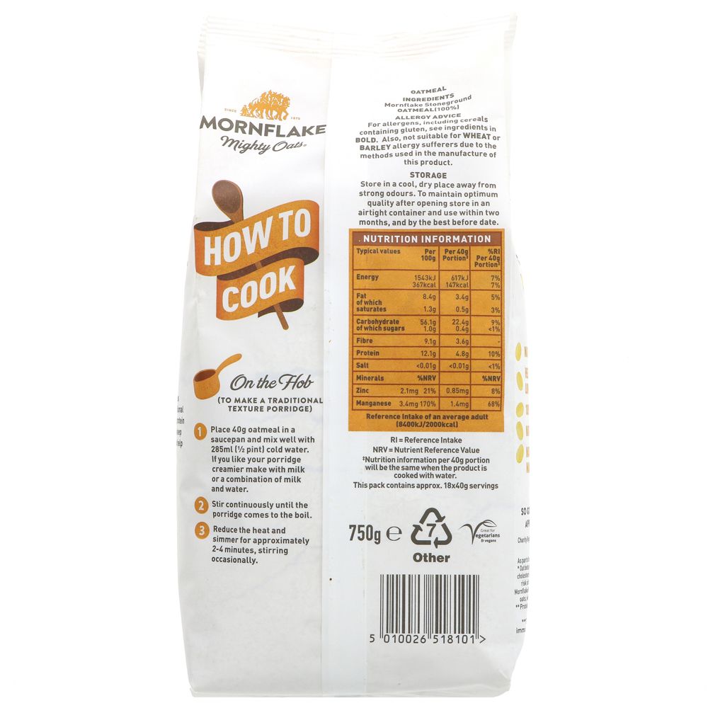 Mornflake Stoneground Oatmeal Fine 750g