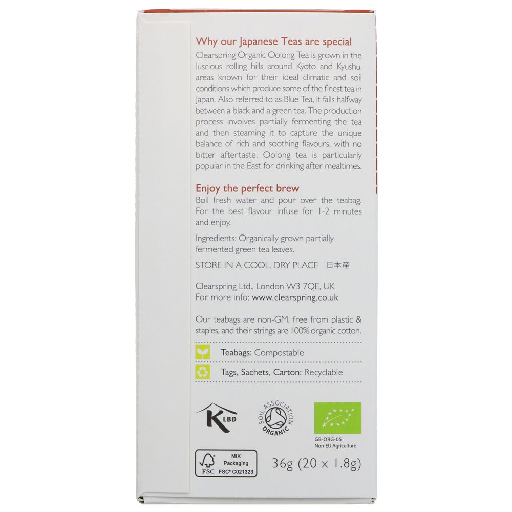 Clearspring Organic Japanese Oolong Tea (20 sachets)