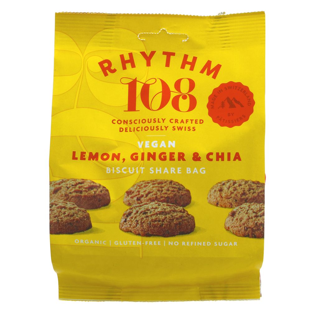 Rhythm 108 Lemon Ginger & Chia Biscuits 135g