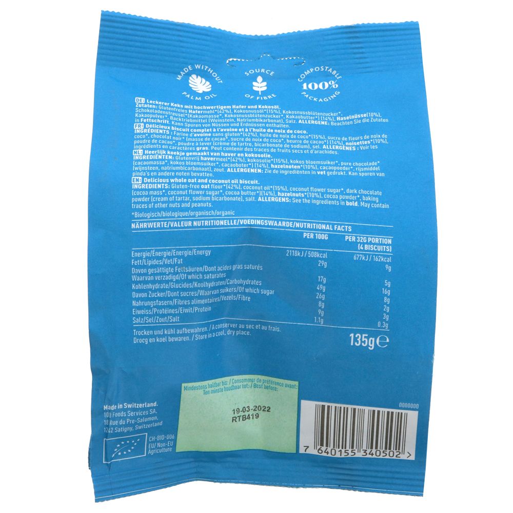 Rhythm 107 Double Chocolate Hazelnut Biscuits 135g