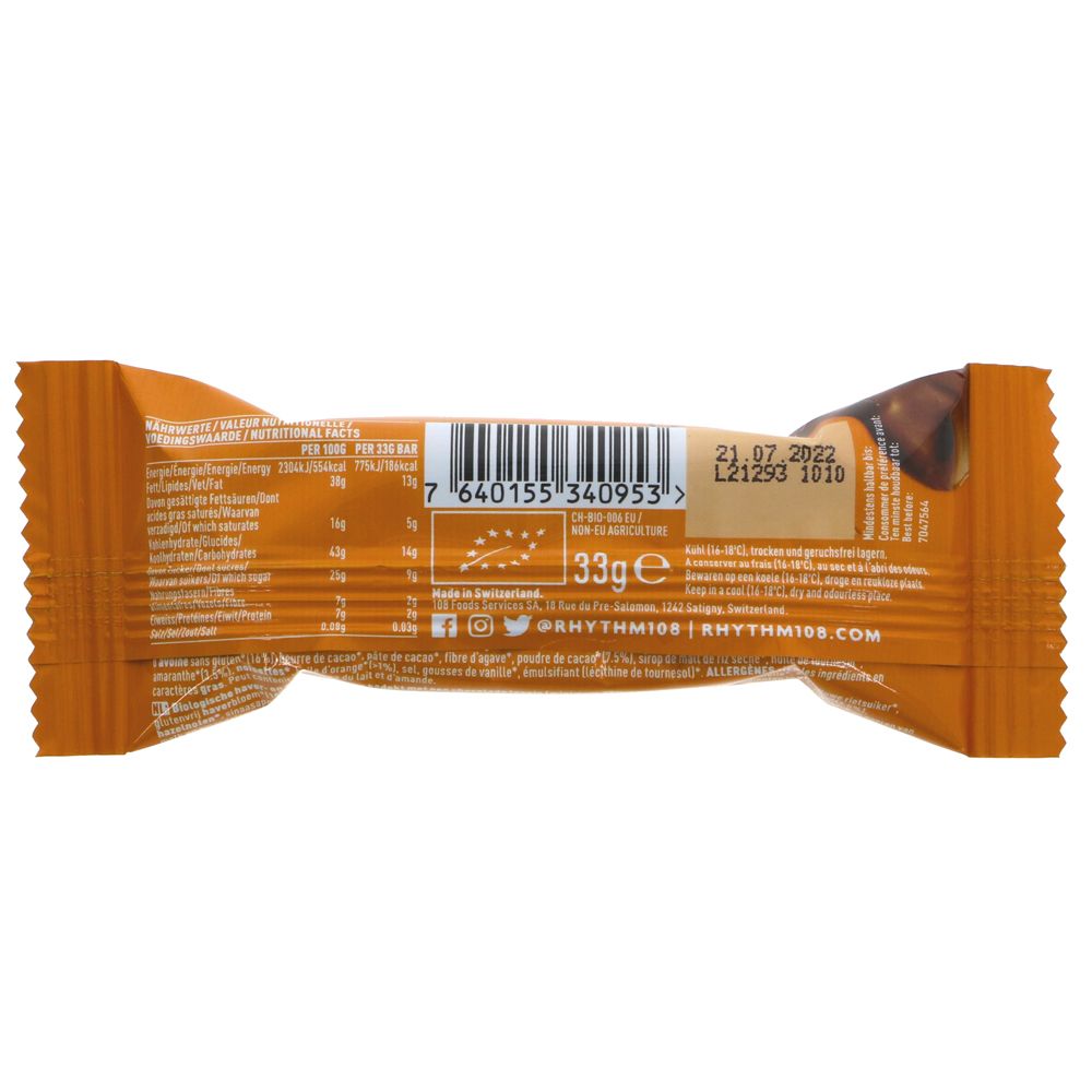 Rhythm 108 Chocolate Orange Bar 33g