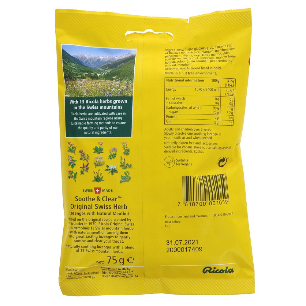 ricola original cough drops 75g