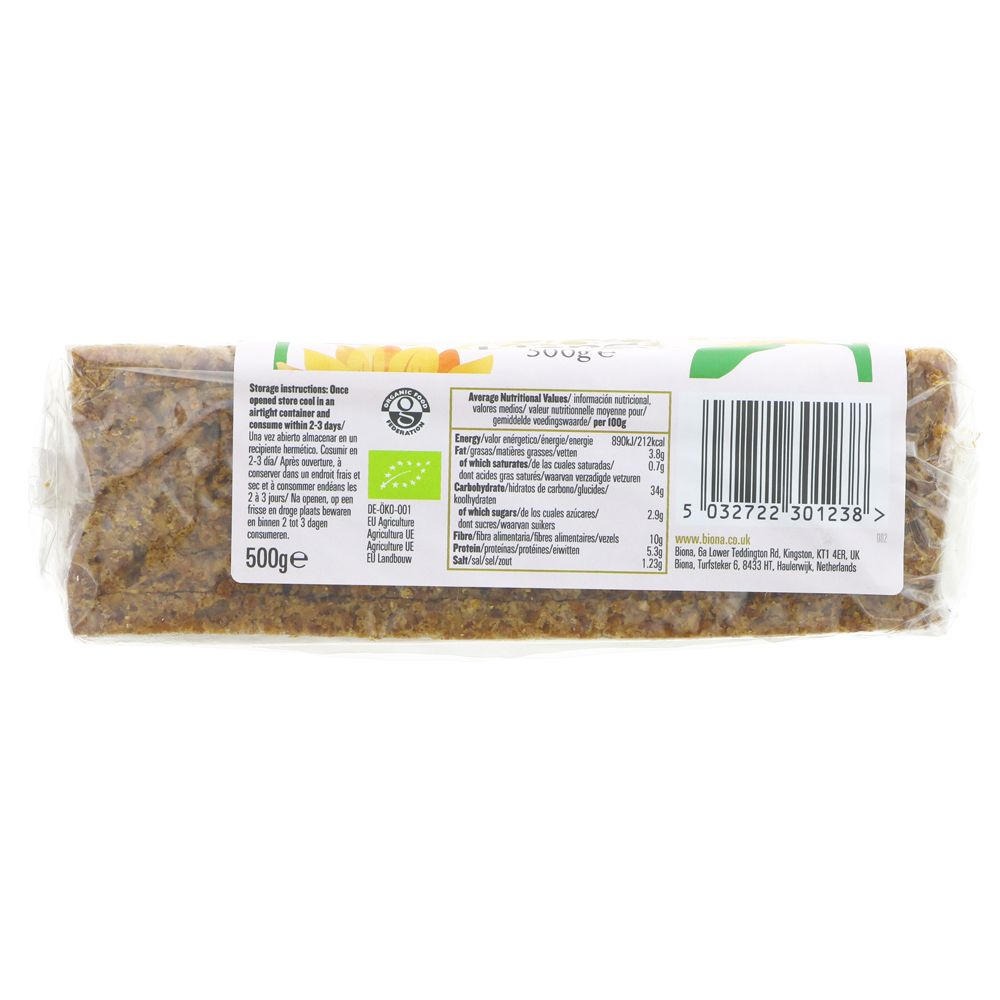 Biona Rye Bread with Sunflower Seeds 500g