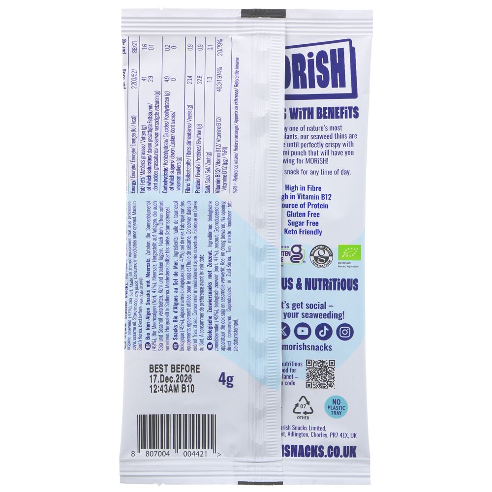 Morish Organic Crispy Seaweed Snacks 4g