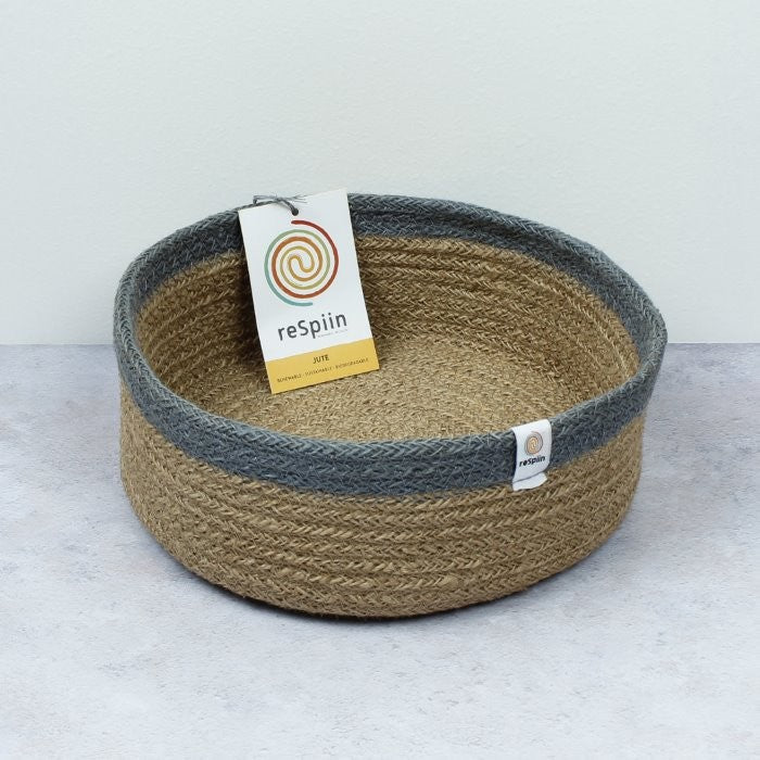reSpiin Shallow Seagrass & Jute Bowl - Natural/Grey - Medium