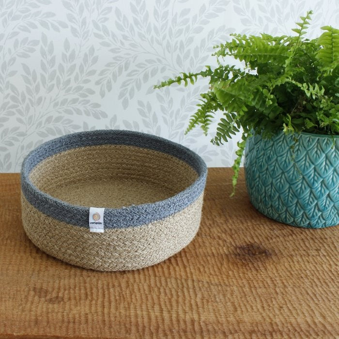 reSpiin Shallow Seagrass & Jute Bowl - Natural/Grey - Medium