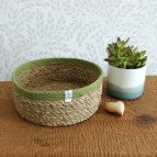 reSpiin Shallow Seagrass & Jute Bowl - Natural/Green - Medium