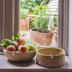 reSpiin Shallow Seagrass & Jute Bowl - Natural/Green - Medium