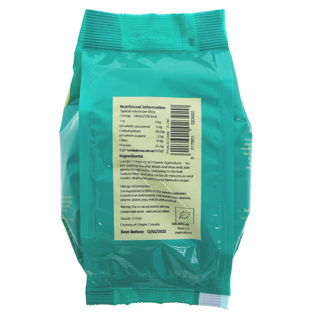 Suma Organic Dark Speckled Lentils 500g