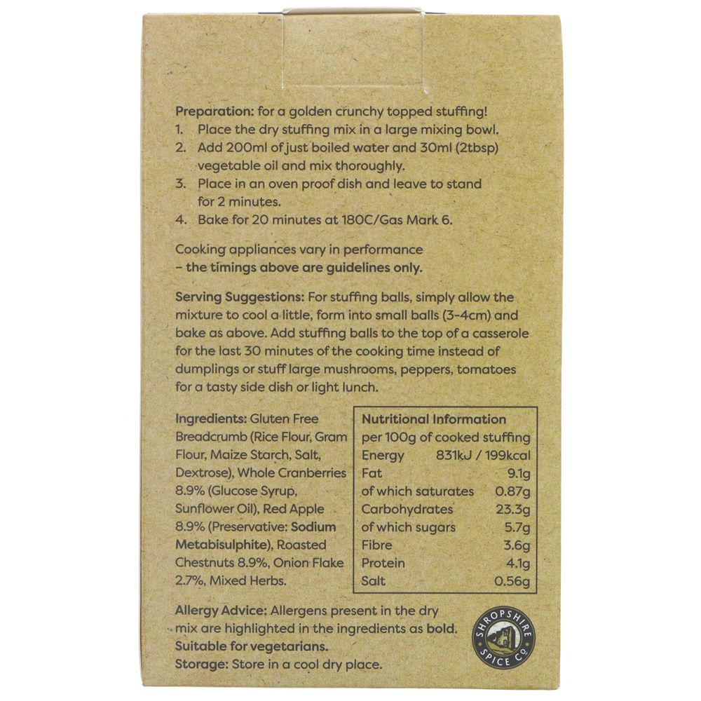 Shropshire Spice Gluten Free Stuffing - Cranberry, Apple & Roast Chestnut