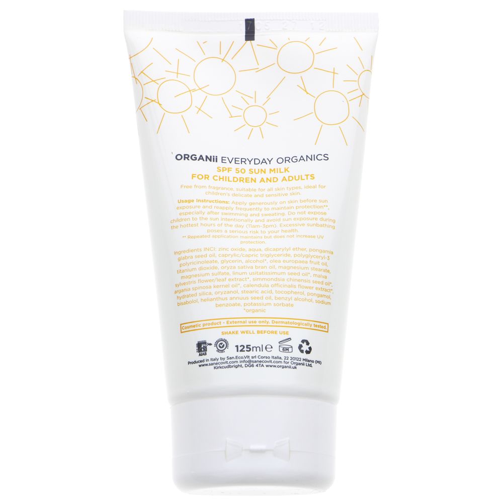 Organii SPF50 Mineral Sun Milk 125ml