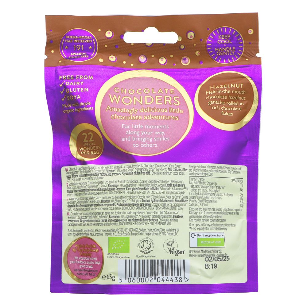 Chocolate Wonders - Hazelnut - Booja Booja 65g