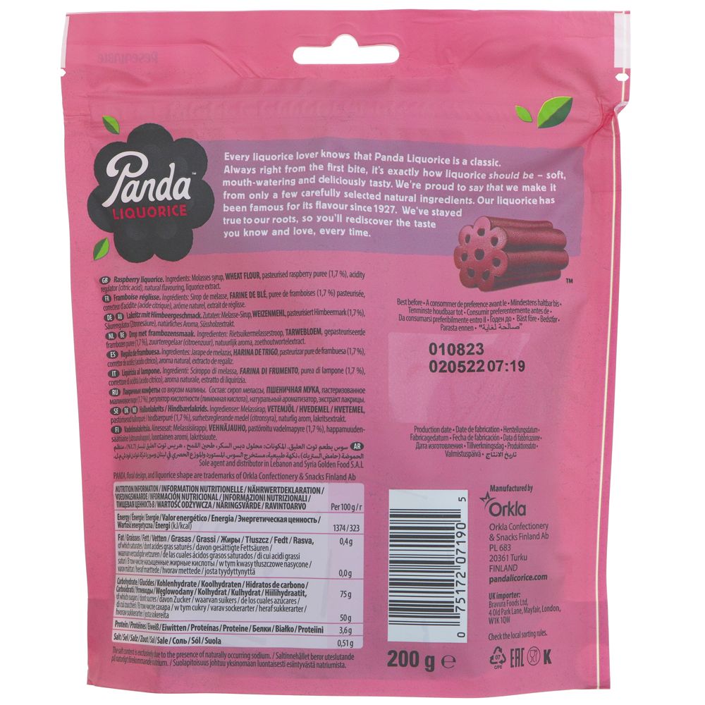 Panda Raspberry Liquorice 200g