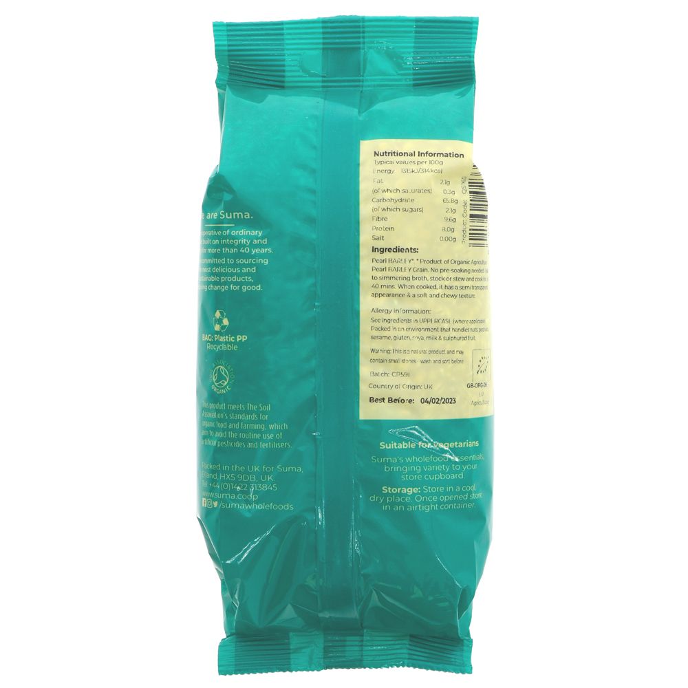 Suma Organic Pearl Barley Grain 500g