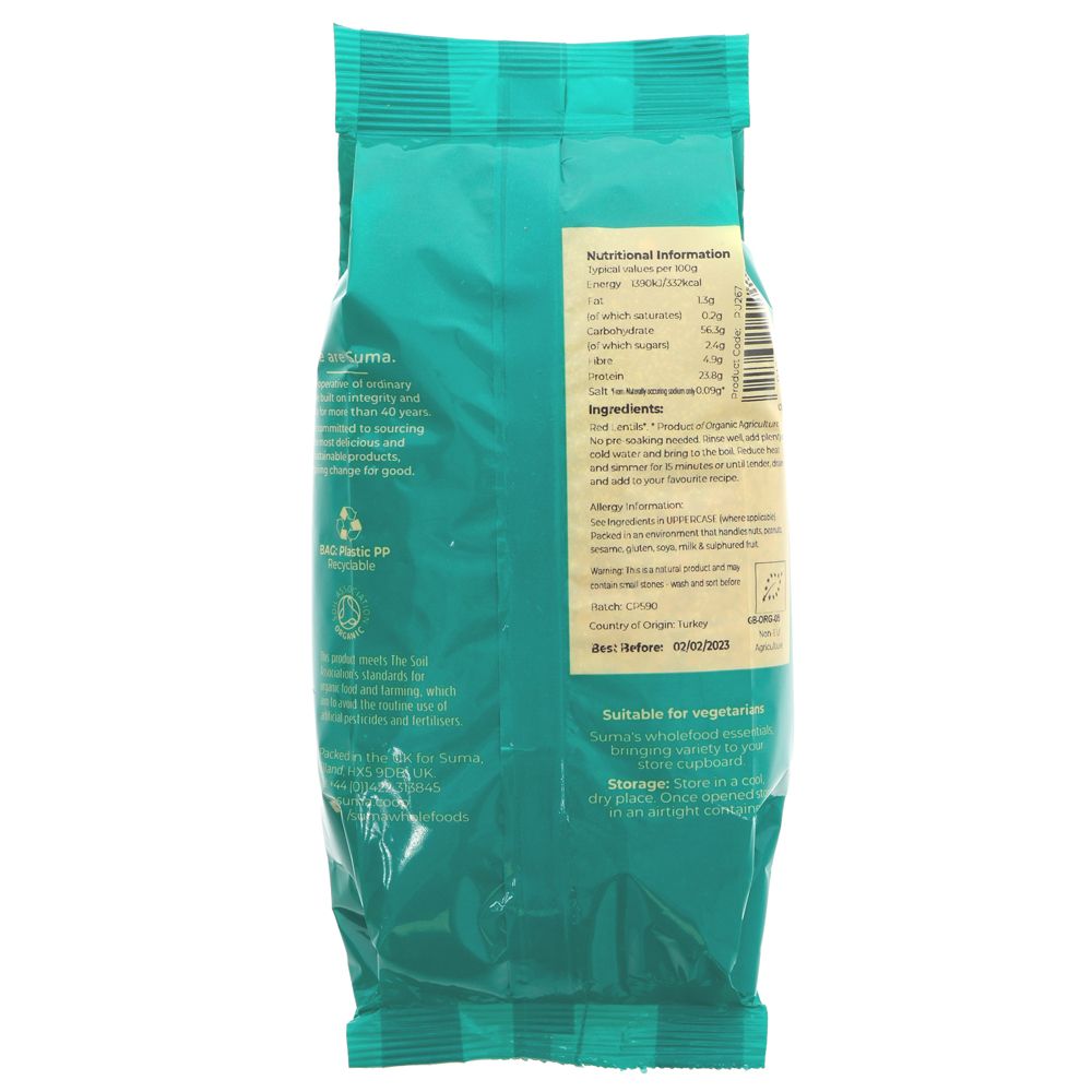 Suma Organic Red Lentils 500g