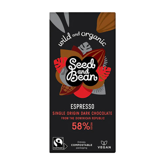 Seed & Bean Dark Espresso Chocolate 75g Bar (58% Cocoa)