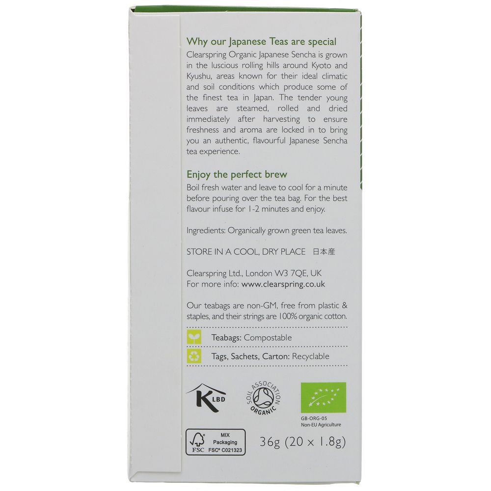 Clearspring Organic Japanese Sencha Green Tea 20 Bags