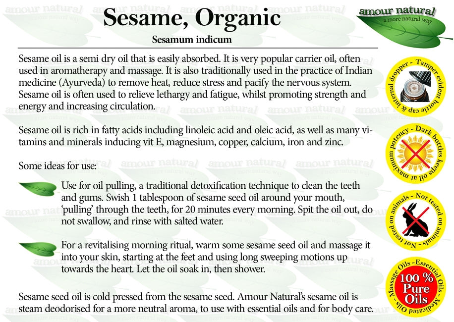 Amour Natural Organic Sesame Oil 100ml