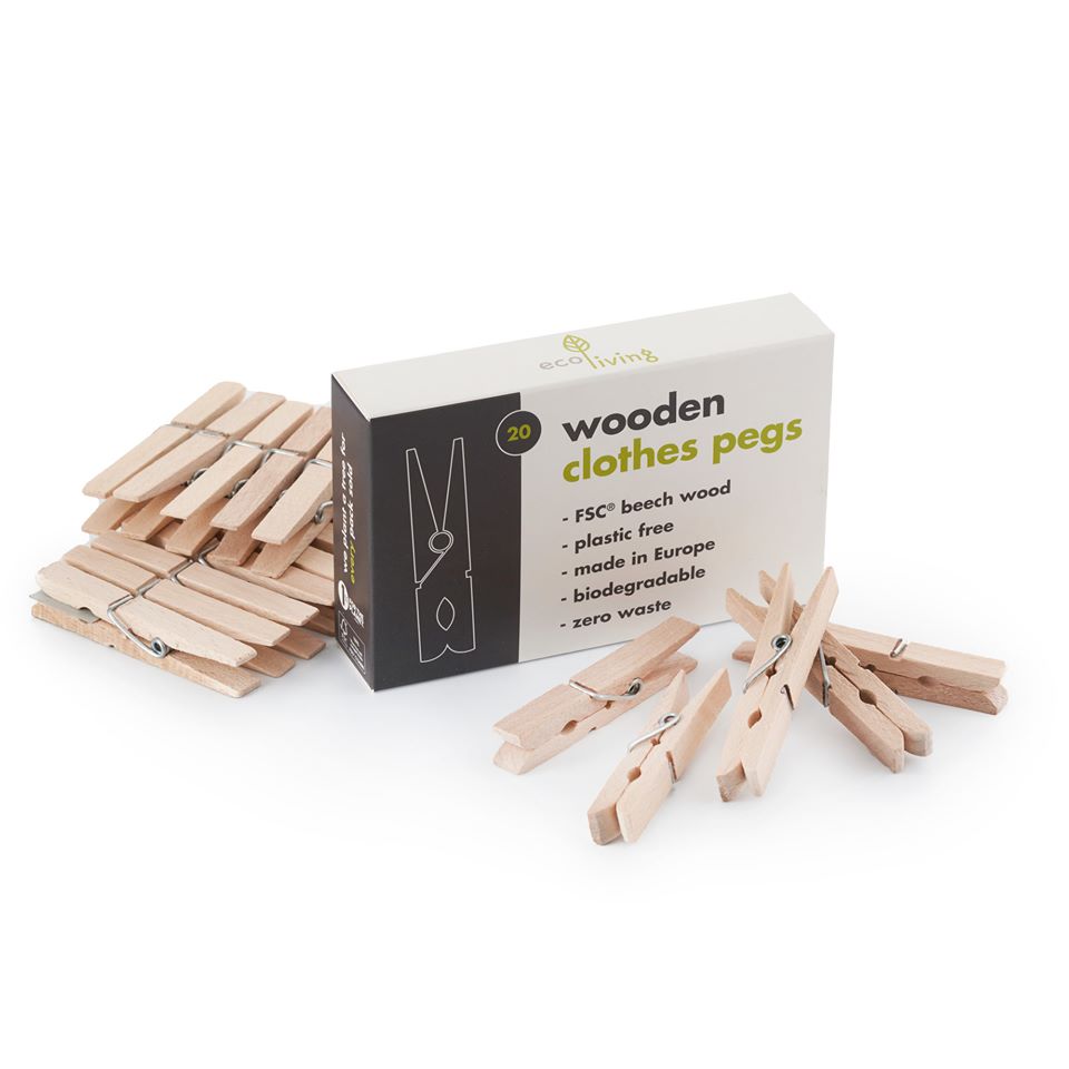 ecoLiving Wooden Clothes Pegs
