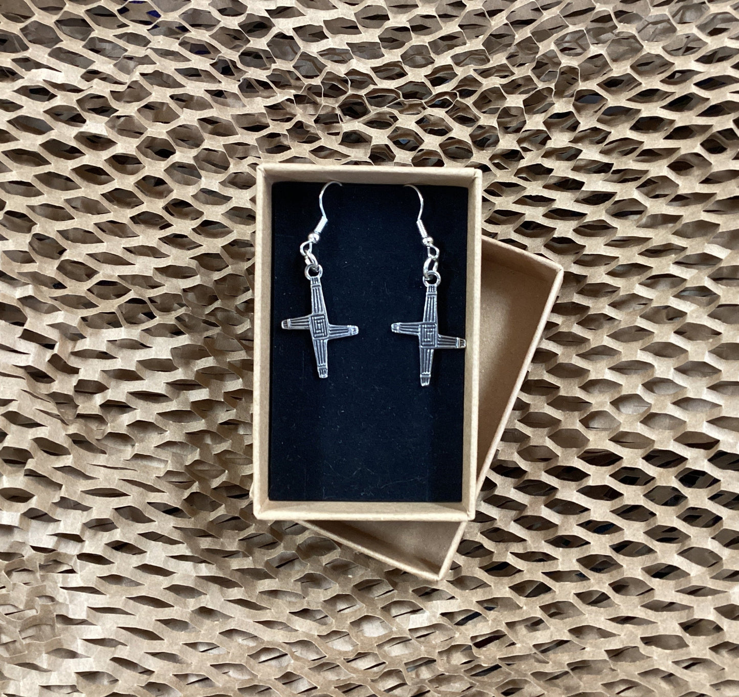 Maria Silmon - The Conscious Jeweller - Brigid Cross Earrings (Silver Plated in Gift Box)