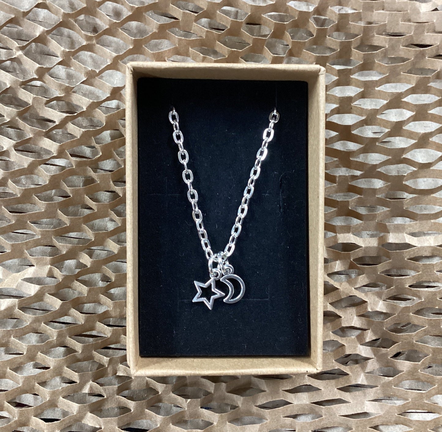 Maria Silmon - Conscious Jeweller - Crescent Moon and Star Pendant in Gift Box