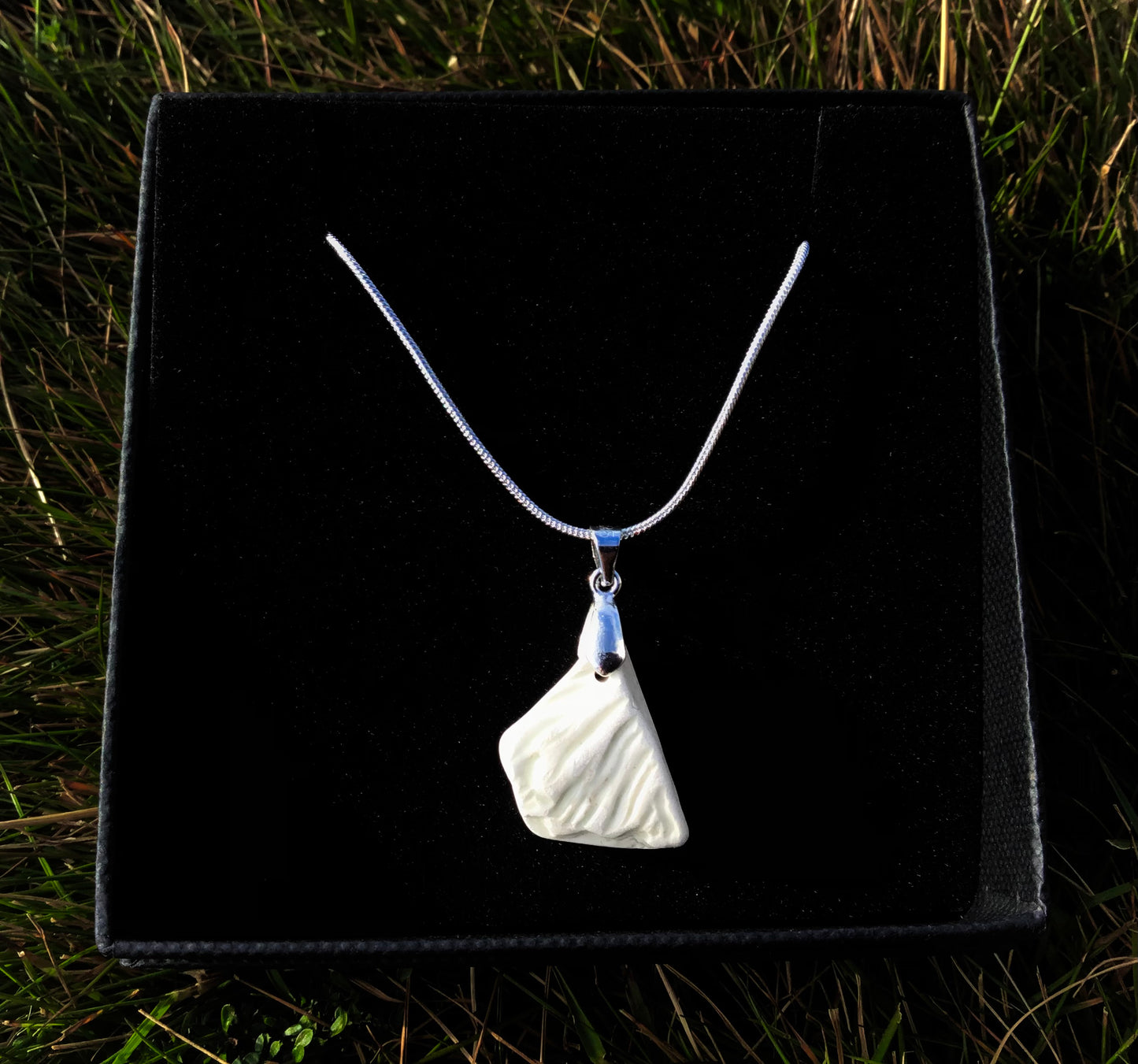 Sterling Silver Sea Glass & Sea Pottery Necklaces by Maria Silmon The Conscious Jeweller
