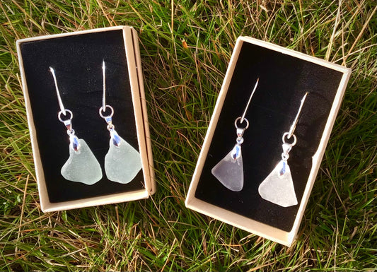 Sterling Silver Sea Glass Earrings  by Maria Silmon The Conscious Jeweller