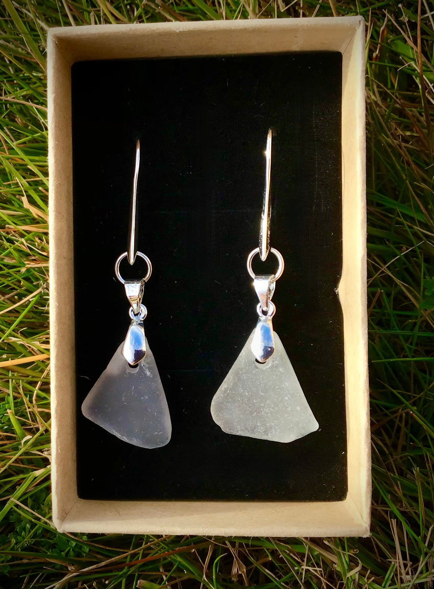 Sterling Silver Sea Glass Earrings  by Maria Silmon The Conscious Jeweller