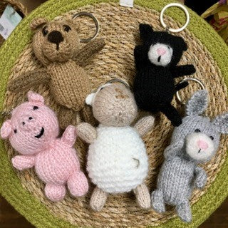Hand knitted Animal Keyrings by Laura Sews