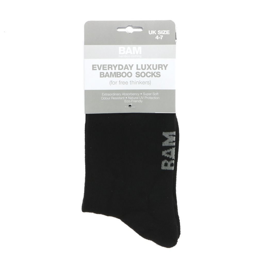 1x Bam Socks Black (Size 4-7)