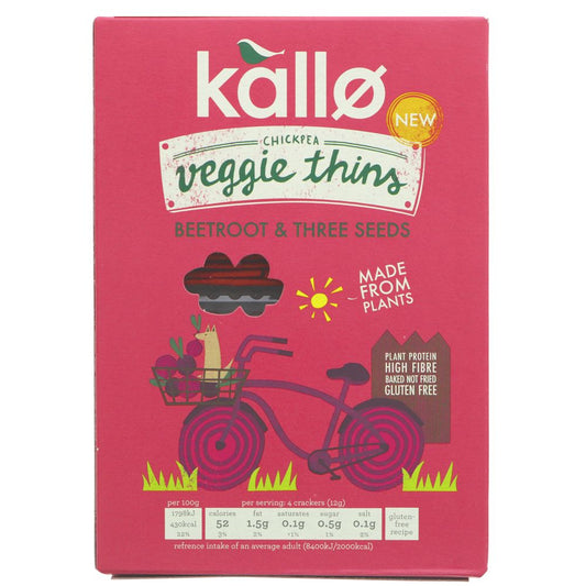 Kallo Chickpea Veggie Thins - Beetroot & Three Seeds 100g