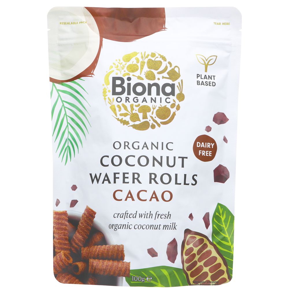 Biona Coconut Rolls Cacao 100g