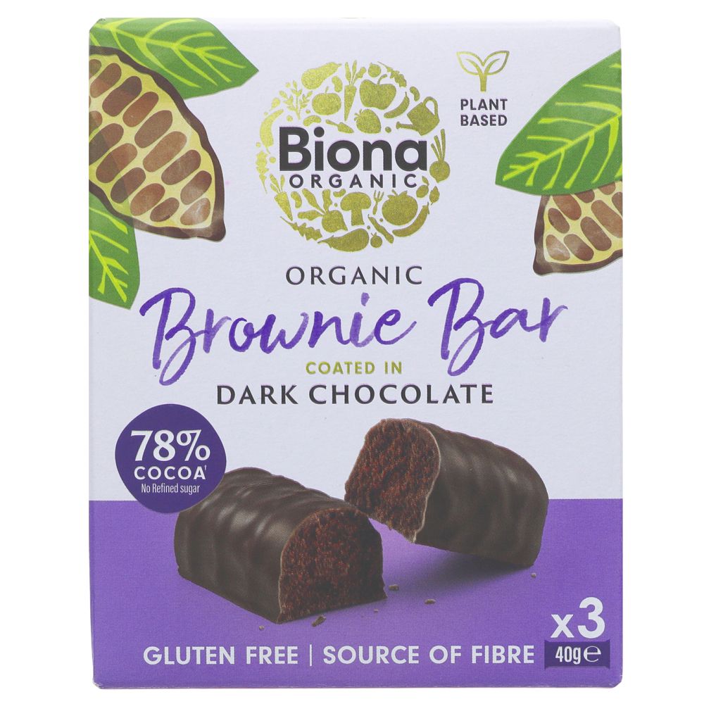 Biona Dark Chocolate Brownie Bar 3x40g