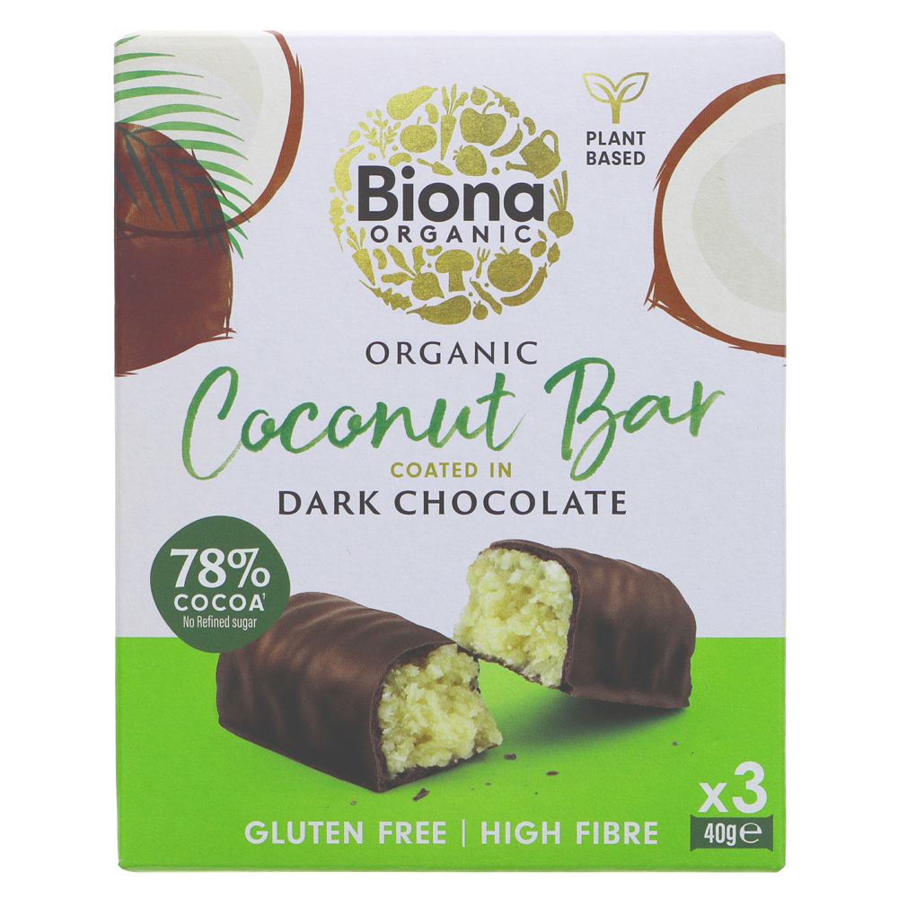 Biona Dark Chocolate Coconut Bar 3x40g